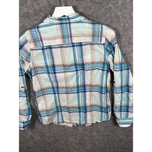 The North Face Womens Roll Tab Long Sleeve Button Shirt in Blue Plaid Size Mediu - Picture 9 of 9